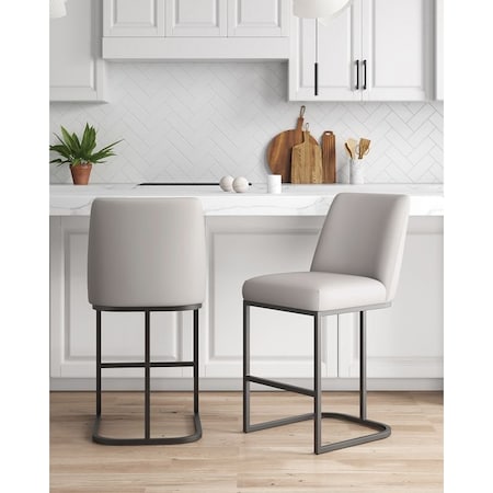 Manhattan Comfort Serena Counter Stool in Light Grey, 2PK 2-CS017-LG